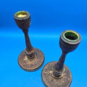 Vintage Wood Candlestick Holders